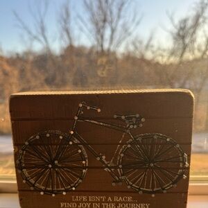 Brown Wooden Bicycle Plaque
